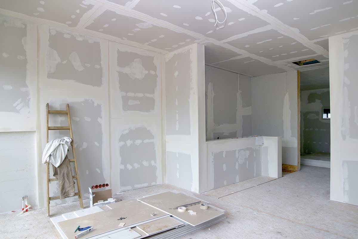 AdobeStock_15938457 - BG Bereits gespachtelter Trockenbau im Ausbau