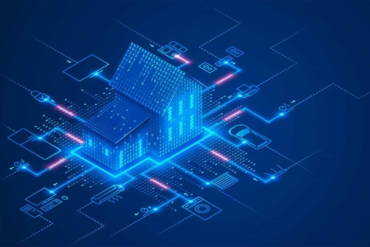 Moderne Elektroinstallation – Das sollten Eigentümer wissen Eine Illustration zeigt das Konzept einer intelligenten Haustechnik