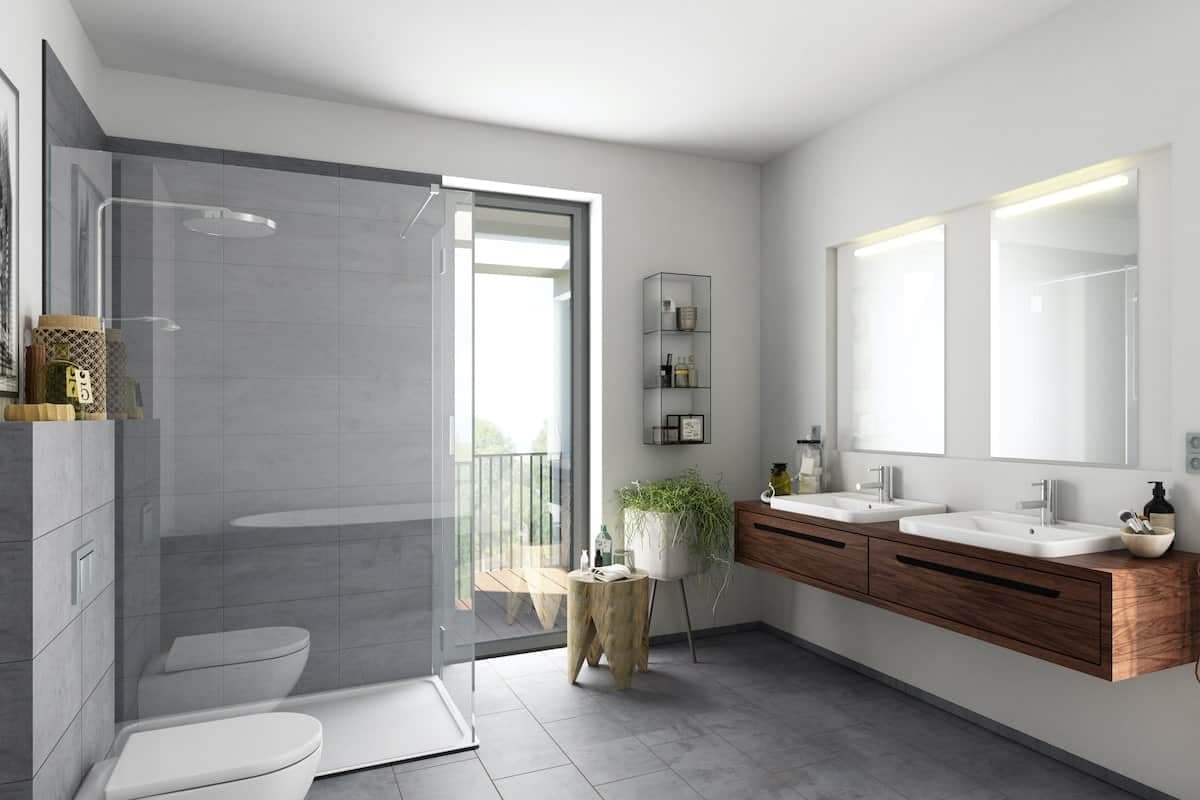 Sanitärinstallation – Das Wichtigste über Dusche, Waschtisch und Co. Ein modernes Badezimmer mit Dusche
